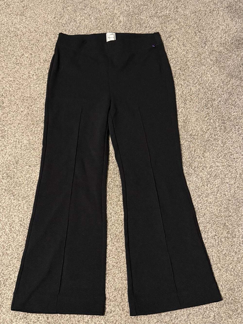 Maeve Women's Black Ponte-Knit Flare Pants with Front Pintuck Seams - Small